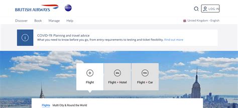 british airways home page.